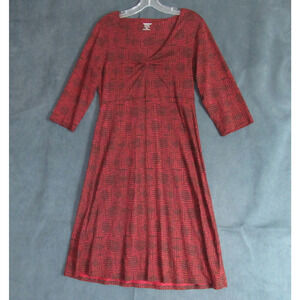 Toad & Co Rosalinda Dress Womens Medium Red Organic Cotton Tencel Hipster Work